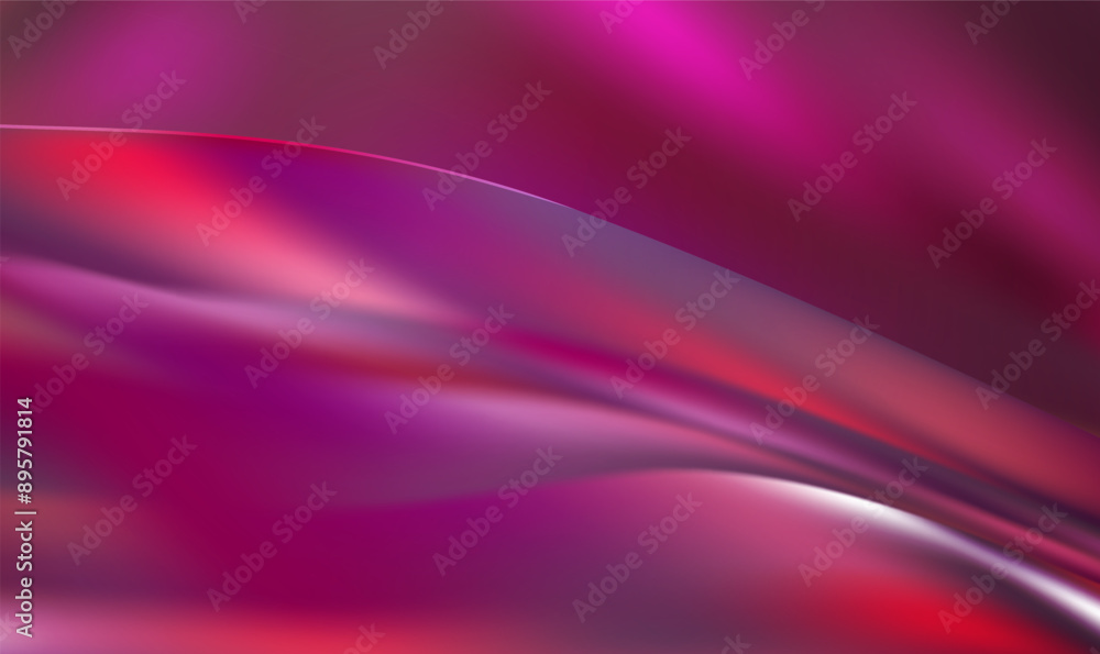 Poster 3d holographic liquid wave, iridescent chrome fluid silk fabric background. iridescent wavy gradient