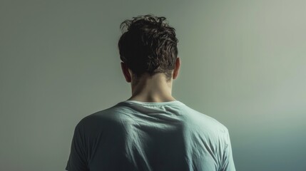 Rear view at upset man feel depression