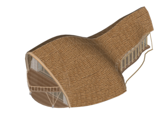 bungalow ecolodge illustration for resort, isometric architecture design for collage art or perspective, miniatures. Landscape architecture