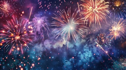 Fototapeta premium Dazzling Fireworks Illuminating the Nighttime Sky