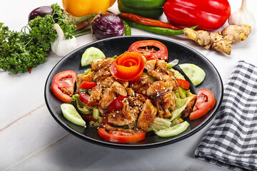 Grilled chicken breast fillet salad