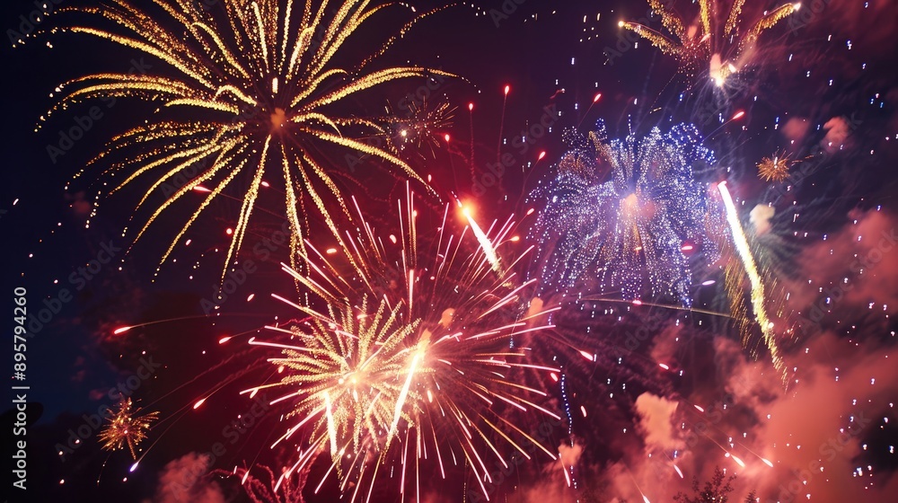 Aufkleber dazzling firework display in spacious setting for spectacular enjoyment