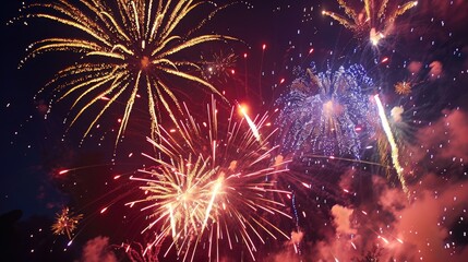 Fototapeta premium Dazzling Firework Display in Spacious Setting for Spectacular Enjoyment