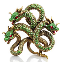 Obraz premium A brooch in the form of Hydra - a mythical monster with three heads