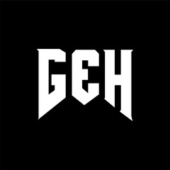 GEH letter logo design for technology company. GEH logo design black and white color combination. GEH logo, GEH vector, GEH design, GEH icon, GEH alphabet. GEH typography logo design.