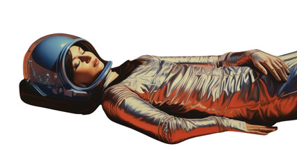 PNG Girl sleep on mars astronaut outdoors cartoon.