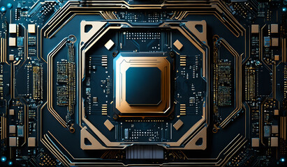 Fototapeta premium electronic circuit board with processor