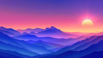 Fototapeta premium Sunset Over Mountain Ranges