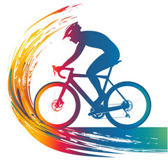 Fototapeta premium Cyclist icon colorful silhouette isolated background png 