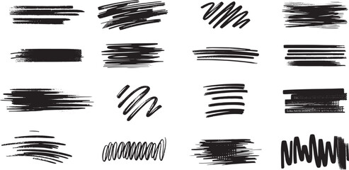 Black Marker Silhouette Pack with Various Brush Strokes
