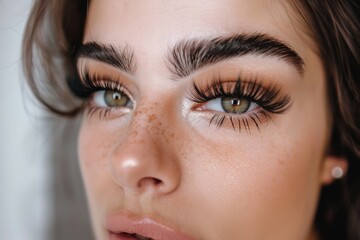 Fototapeta premium Close up of eye with eyelash extensions ,beauty salon treatment