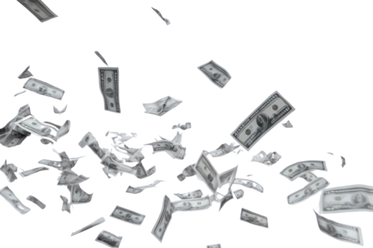 PNG Falling dollar bills in motion - Powered by Adobe