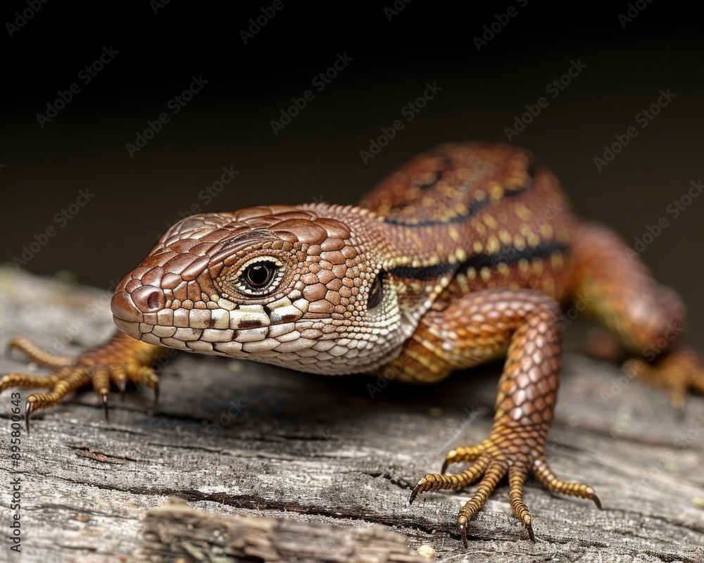 Poster close-up of a lizard on a tree branch