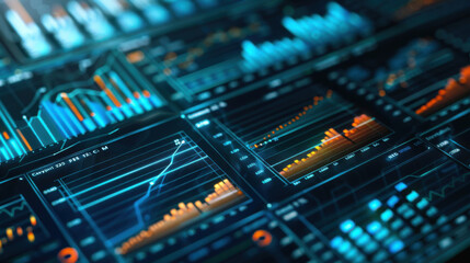 Fototapeta premium Comprehensive financial report for 2025, highlighting company growth and progress. Charts and data statistics by year.