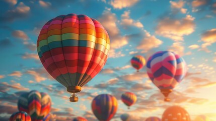 Obraz premium Travel Hot Air Balloons Soaring Towards Adventure