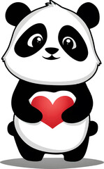 Cute Panda Cartoon Vector Icon Illustration On White Background