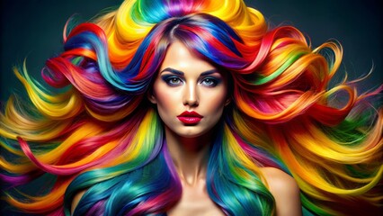 Vibrant hair-inspired still life features bold, mesmerizing locks in striking color, exuding confidence, strength, and trendy, fashion-forward flair.