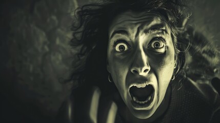 Frightened Woman Shrieking in Horror