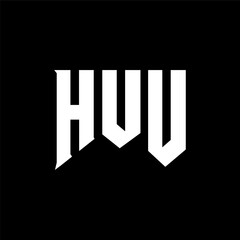 HVU letter logo design for technology company. HVU logo design black and white color combination. HVU logo, HVU vector, HVU design, HVU icon, HVU alphabet. HVU typography logo design.