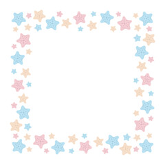 Square border frame with colored sea starfishes.