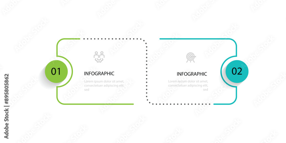 Poster 2 step line infographic template vector element