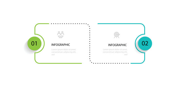 2 step line infographic template vector element