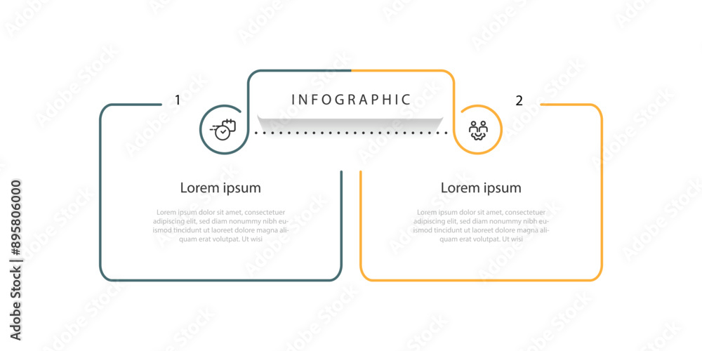 Fototapete Design template vector infographic with 2 step line connected suitable for web presentation and business information
