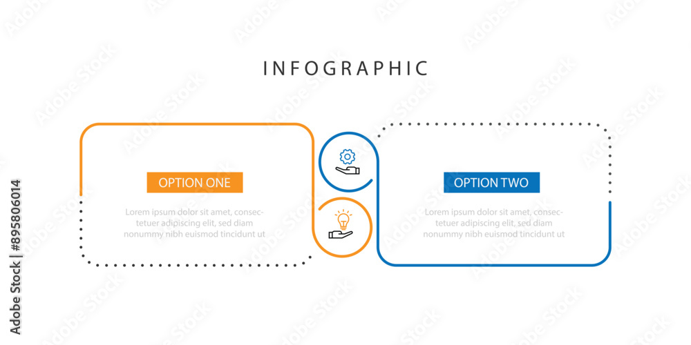 Poster 2 step line connected infographic template vector element