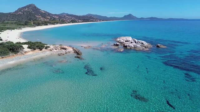 Scoglio Di Peppino, (Peppino's Rock) from the drone of Costa Rei,  Muravera, Sardinia