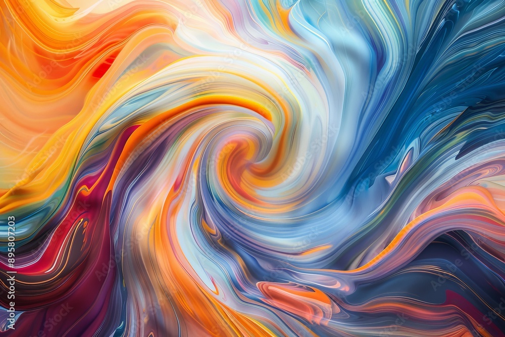Aufkleber An abstract fluid art design featuring a captivating spiral pattern with a mix of vibrant colors, creating a dynamic and visually stimulating artistic composition.