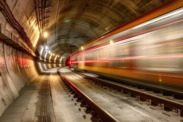 Tunnels. Efficient City Transportation: Truck Entering Subway Station for High-Speed Train Transport