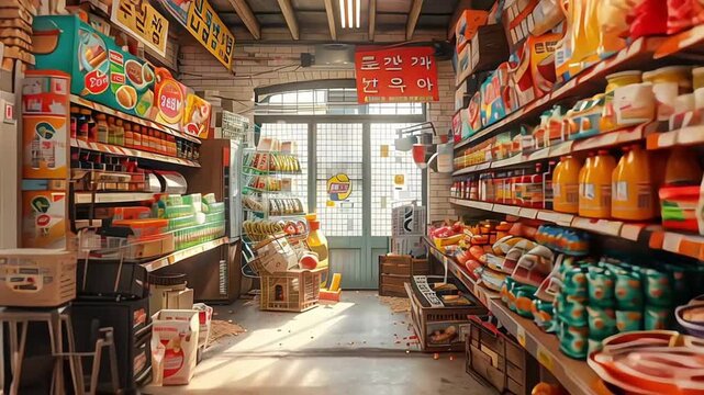 etalase in the minimarket room with stuff professional photography