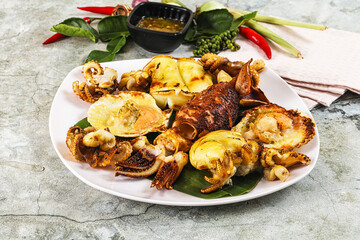 Asian grilled seafood mix plate