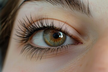 Obraz premium Close up of eye with eyelash extensions ,beauty salon treatment