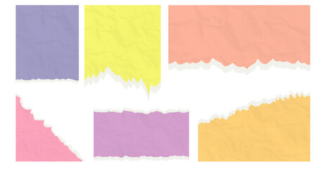 vector torn and crumpled pieces of paper. notebook and sheet, scrapbook old