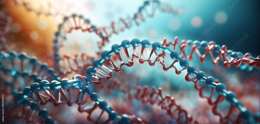 Wall mural Illustrative colored representation of an informational strand in genetic transcription and RNA polymerase