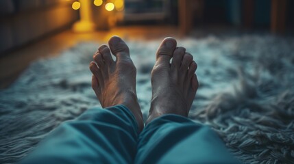 A close-up shot of man's feet with diabetic foot complications