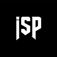 ISP letter logo design for technology company. ISP logo design black and white color combination. ISP logo, ISP vector, ISP design, ISP icon, ISP alphabet. ISP typography logo design.