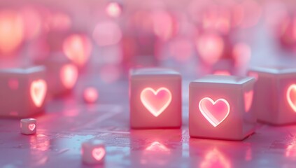 A 3D rendering of a social media notification icon featuring a heart symbol, representing social media success