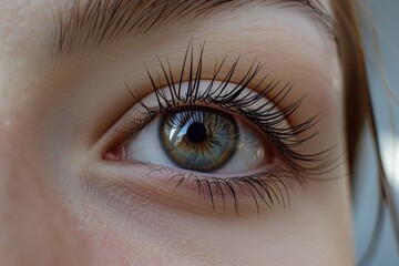 Obraz premium Close up of eye with eyelash extensions ,beauty salon treatment