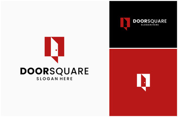 Door Room Interior Architecture Indoor Square Frame Simple Vector Logo Design Illustration
