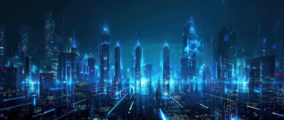 Fototapeta premium Futuristic Cityscape: A Digital Metropolis