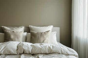 White pillows on the bed in the bedroom.