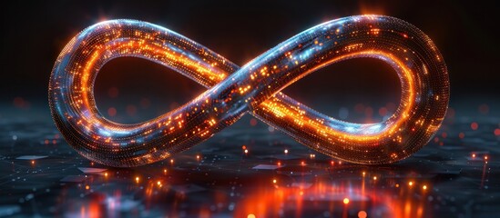 Glowing Infinity Symbol with Digital Particles