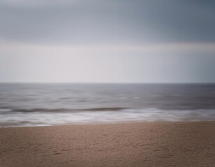 Blurred Abstract Background View Looking Out Toward Empty Beach and Ocean
