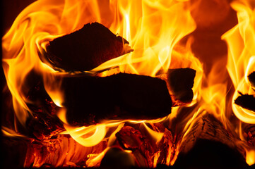 fire in a fireplace 
