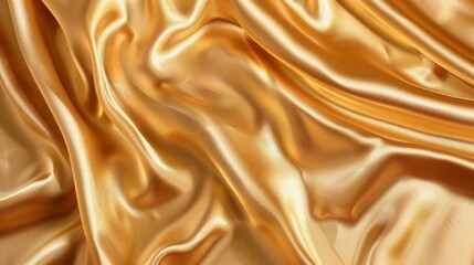 Obraz premium Close-up of luxurious golden satin fabric with smooth, flowing folds.