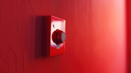 Fire alarm switch on the wall for emergency fire warning