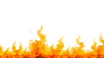 fire and flames rising on white transparent background