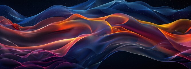 Obraz premium An abstract artwork featuring vibrant flowing waves against a dark background